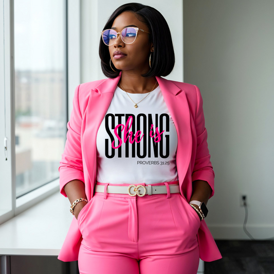 She Is Strong | Proverbs 31:25 Shirt 1